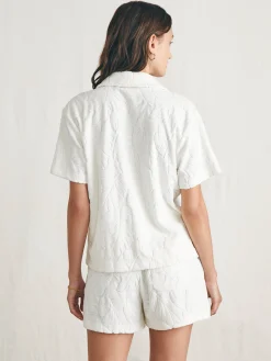 Women Faherty Brand Shirts & Tops*Cabana Towel Terry Short Sleeve Button Up -