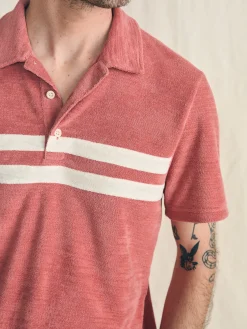 Faherty Brand Polo Shirts*Cabana Towel Terry Surf Stripe Polo Shirt -