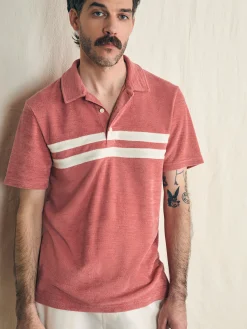 Faherty Brand Polo Shirts*Cabana Towel Terry Surf Stripe Polo Shirt -