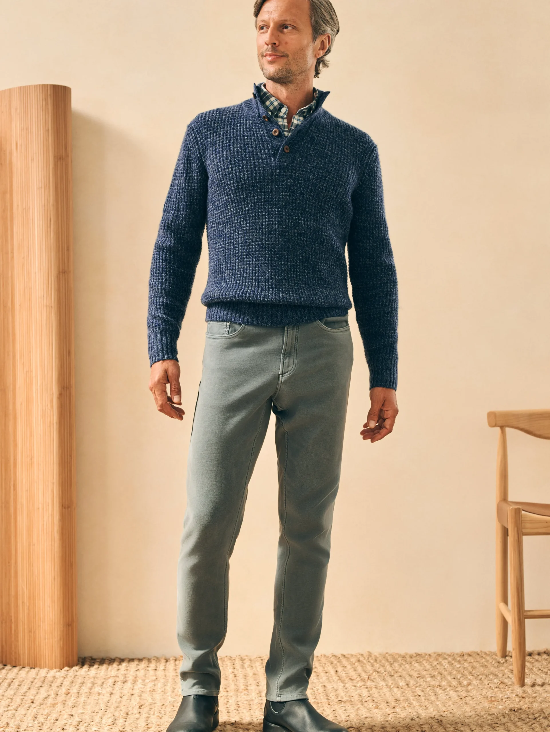 Faherty Brand Sweaters*Cashmere Wool Quarter Button Sweater -