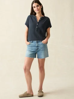 Women Faherty Brand Shirts & Tops*Dream Cotton Gauze Desmond Top -