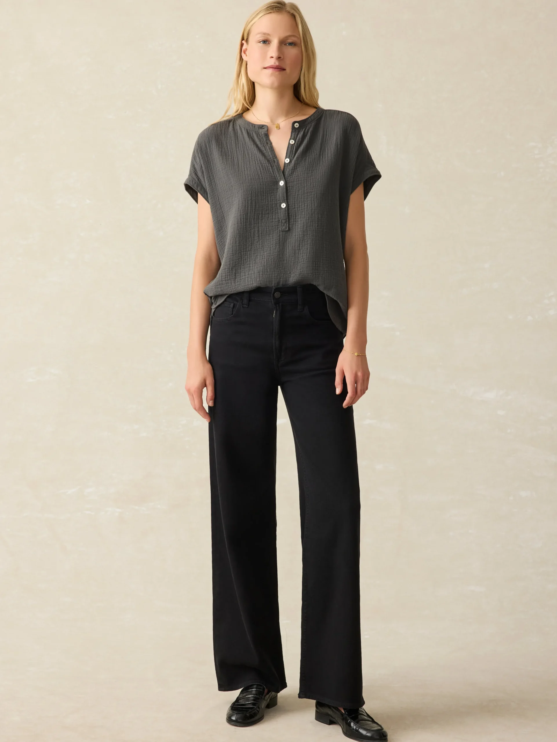 Women Faherty Brand Shirts & Tops*Dream Cotton Gauze Desmond Top -