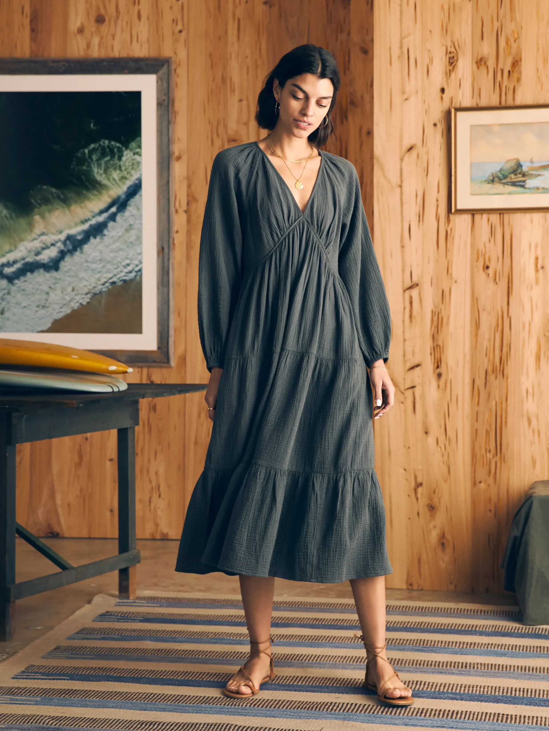 Women Faherty Brand Dresses*Dream Cotton Gauze Sirene Midi Dress -