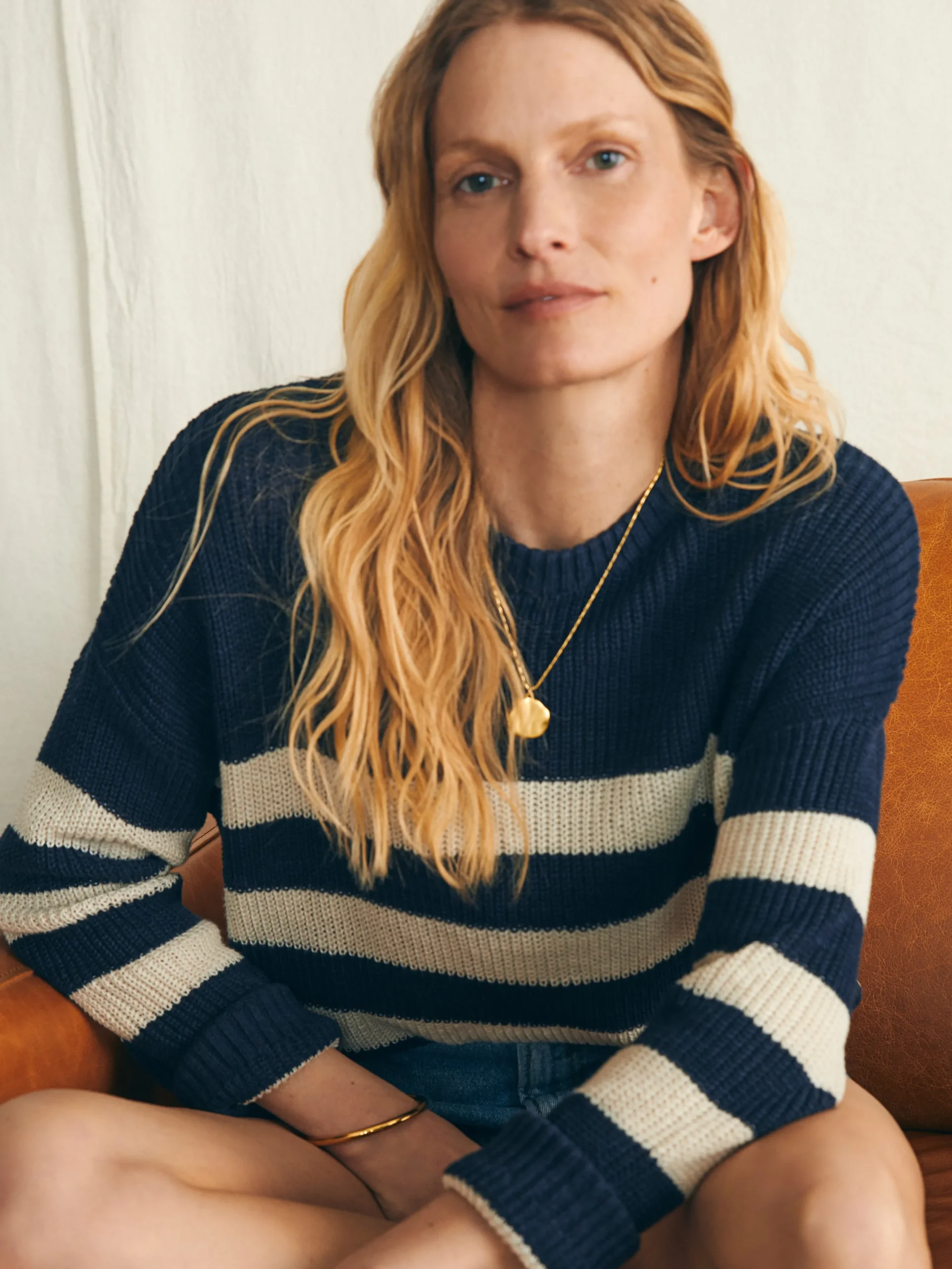 Women Faherty Brand Sweaters*Miramar Linen Crew Sweater -