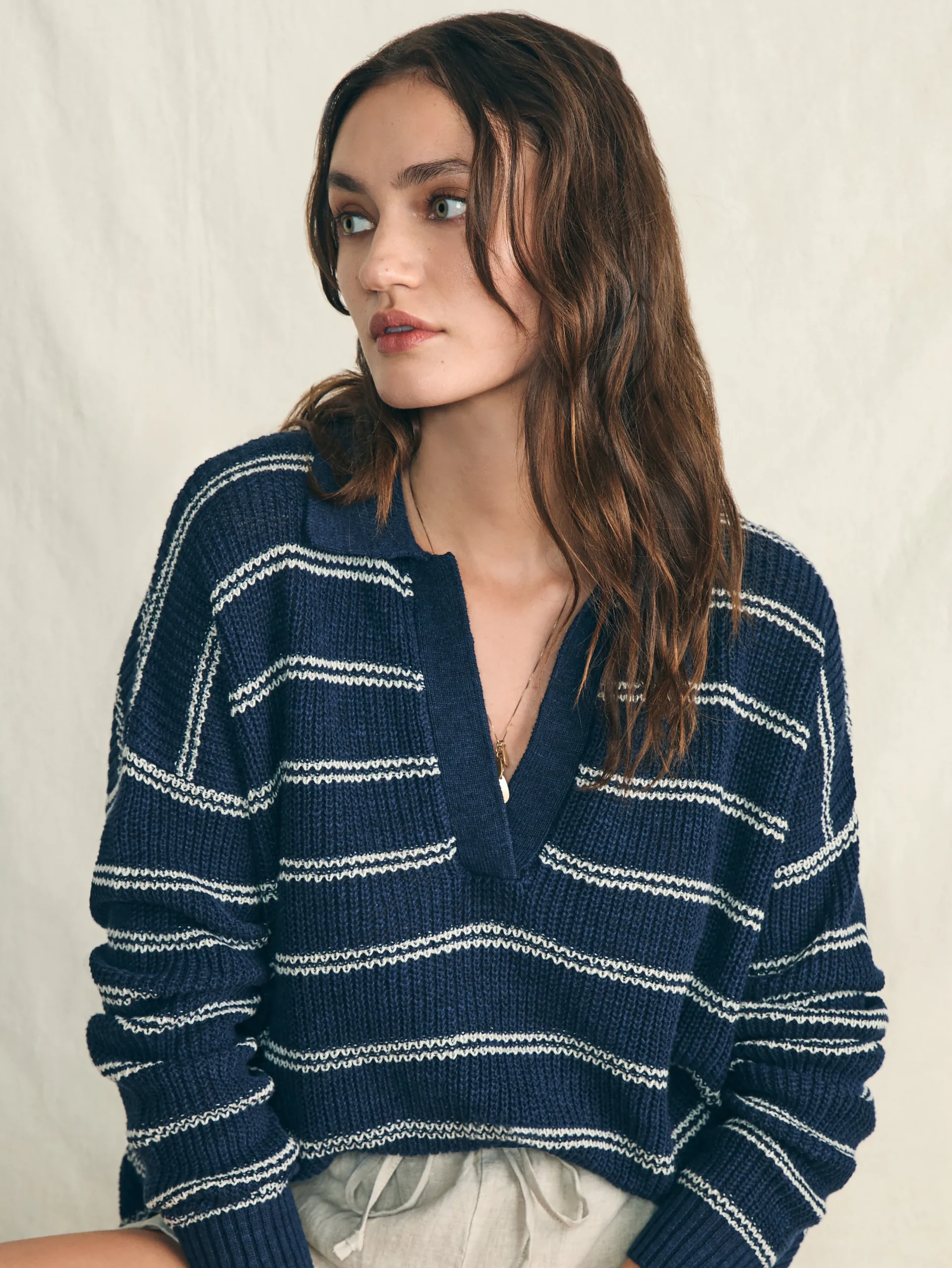 Women Faherty Brand Sweaters*Miramar Linen Polo -