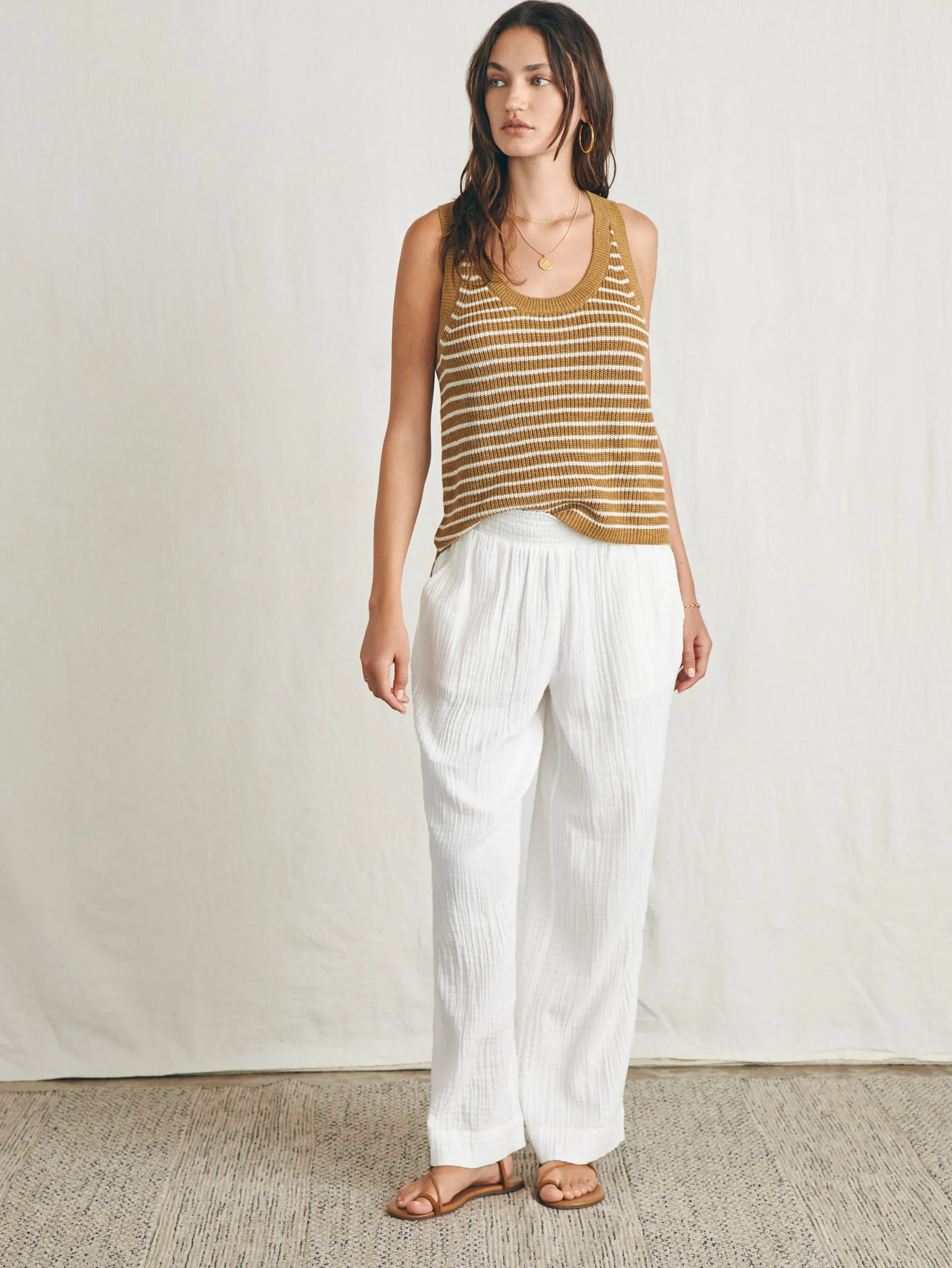 Women Faherty Brand Sweaters*Miramar Linen Scoop Neck Tank -