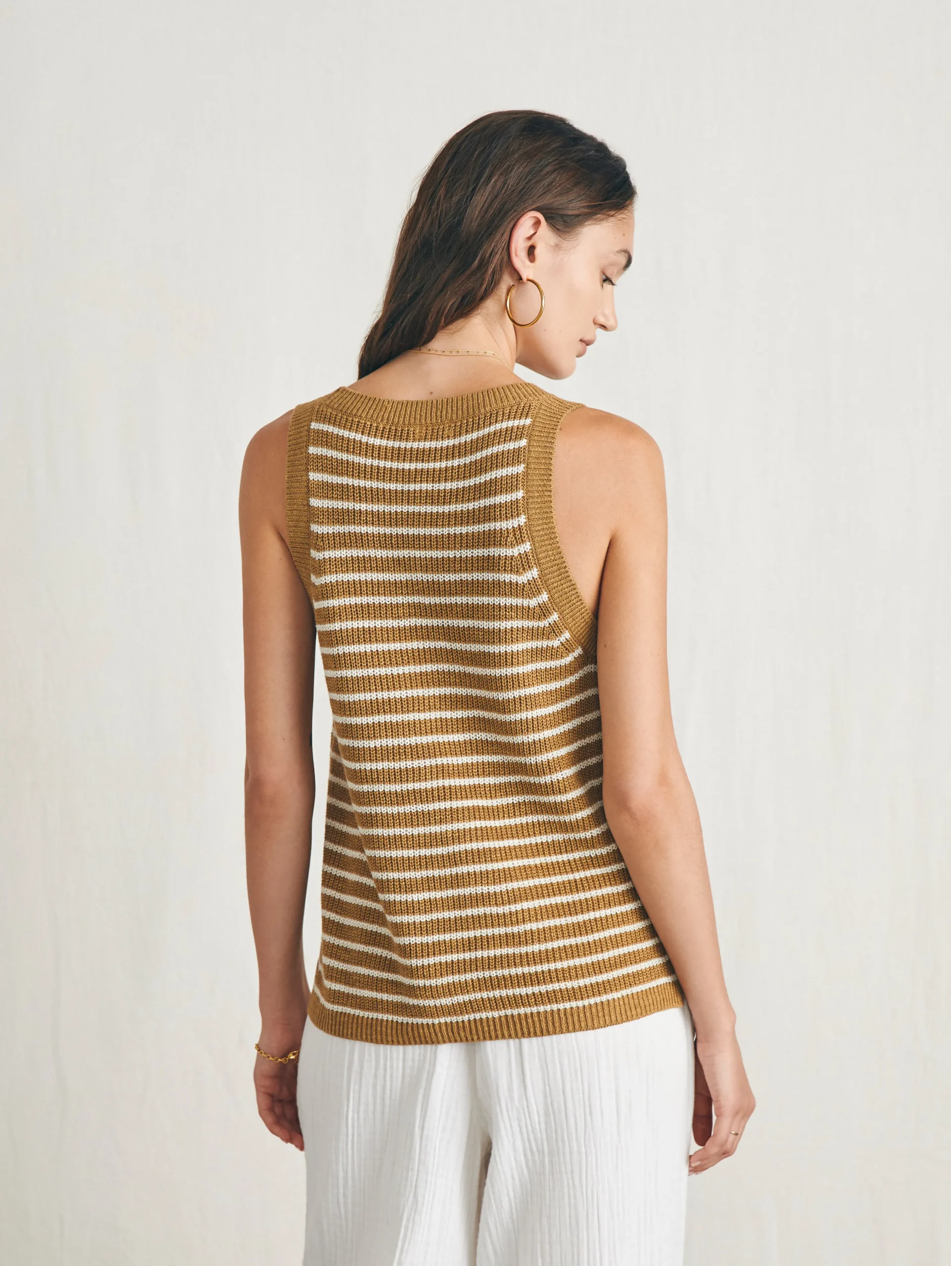 Women Faherty Brand Sweaters*Miramar Linen Scoop Neck Tank -