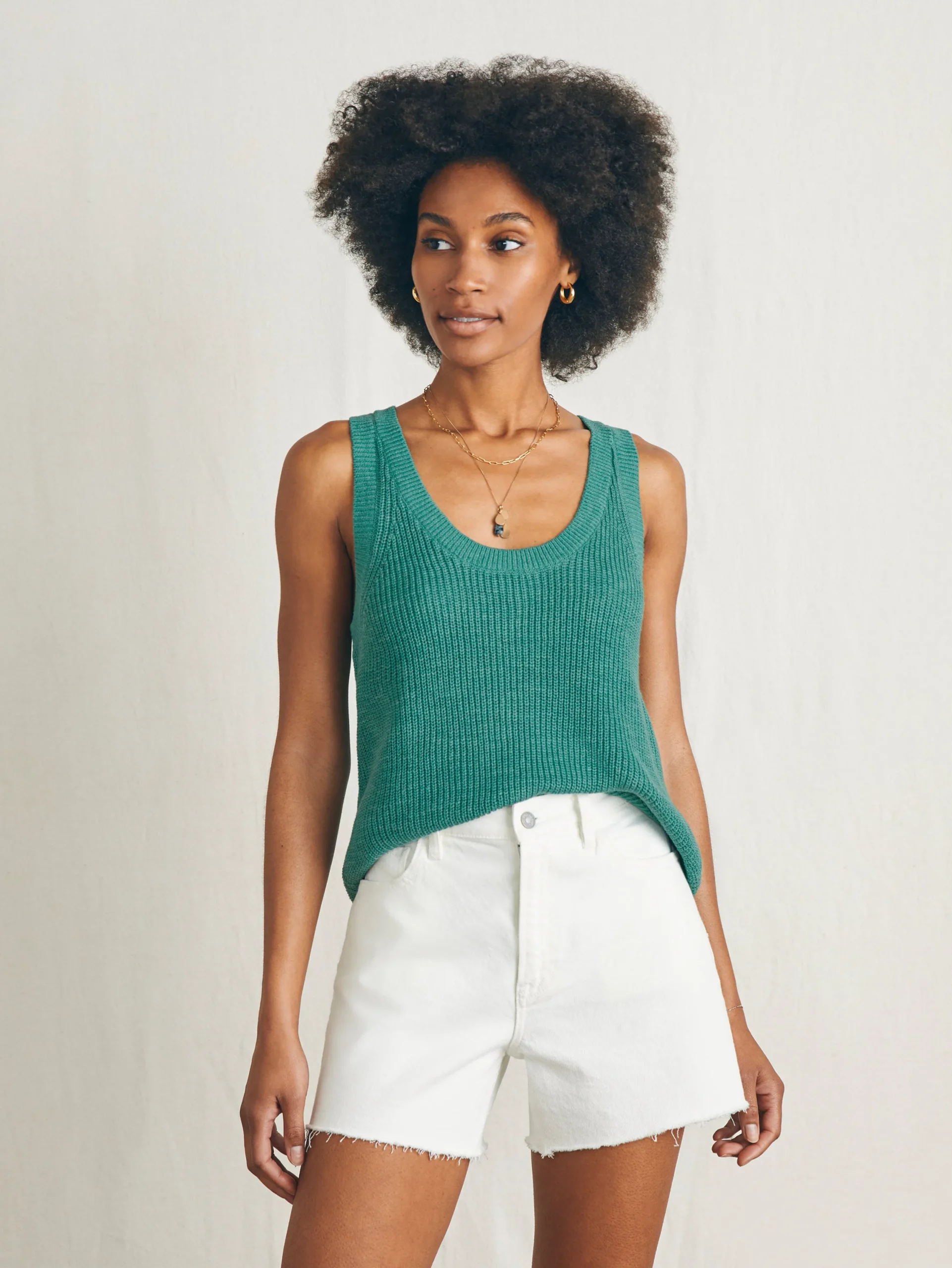 Women Faherty Brand Sweaters*Miramar Linen Scoop Neck Tank -