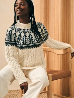 Women Faherty Brand Sweaters*Native Knitter Frost Fair Isle Crew -