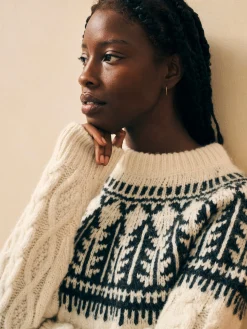 Women Faherty Brand Sweaters*Native Knitter Frost Fair Isle Crew -