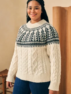 Women Faherty Brand Sweaters*Native Knitter Frost Fair Isle Crew -