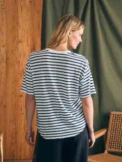 Women Faherty Brand T-Shirts*Oceanside Linen V-Neck Tee -