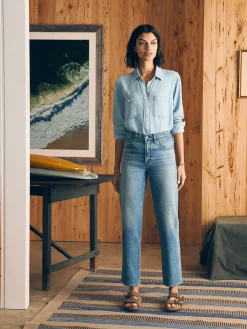 Women Faherty Brand Pants|Jeans*Organic Cotton Slim Straight Denim -