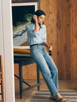 Women Faherty Brand Pants|Jeans*Organic Cotton Slim Straight Denim -