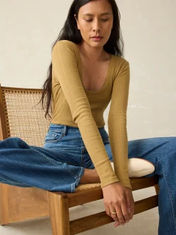 Women Faherty Brand T-Shirts*Pacific Pointelle Scoop Neck -