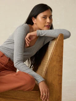 Women Faherty Brand T-Shirts*Pacific Pointelle Scoop Neck -