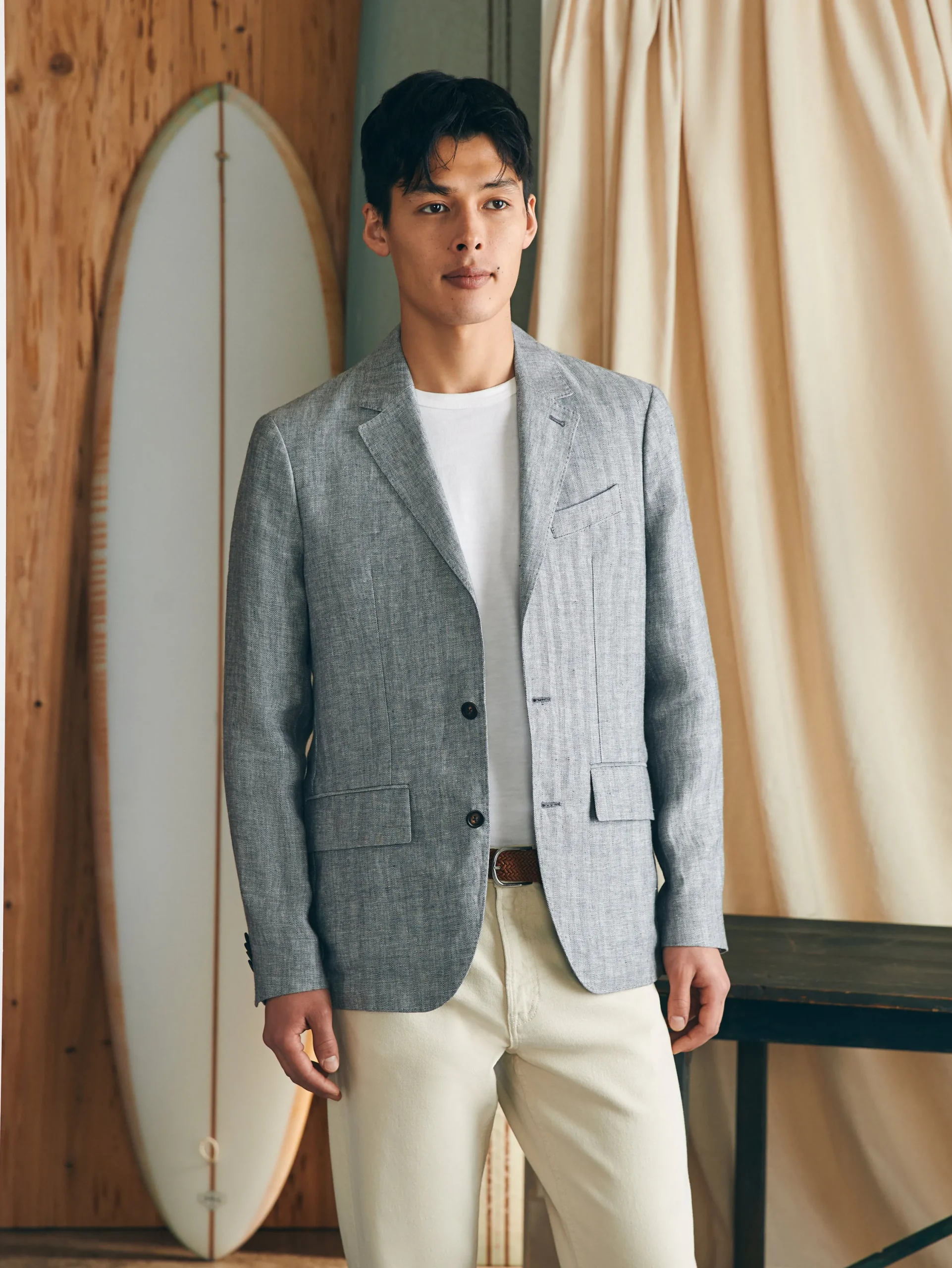 Faherty Brand Blazers*Reserve Linen Herringbone Blazer -