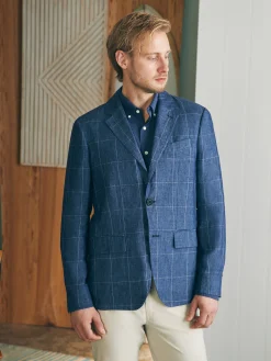 Faherty Brand Blazers*Reserve Linen Windowpane Blazer -