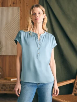 Women Faherty Brand Shirts & Tops*Sandwashed Silk Desmond Top -