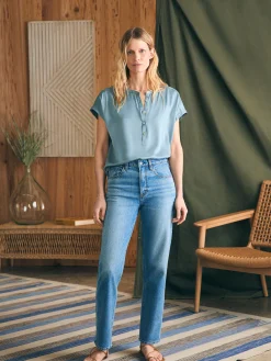 Women Faherty Brand Shirts & Tops*Sandwashed Silk Desmond Top -