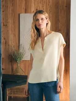 Women Faherty Brand Shirts & Tops*Sandwashed Silk Desmond Top -