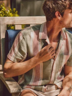 Faherty Brand Shirts*Short-Sleeve Hemp Blend Camp Shirt -