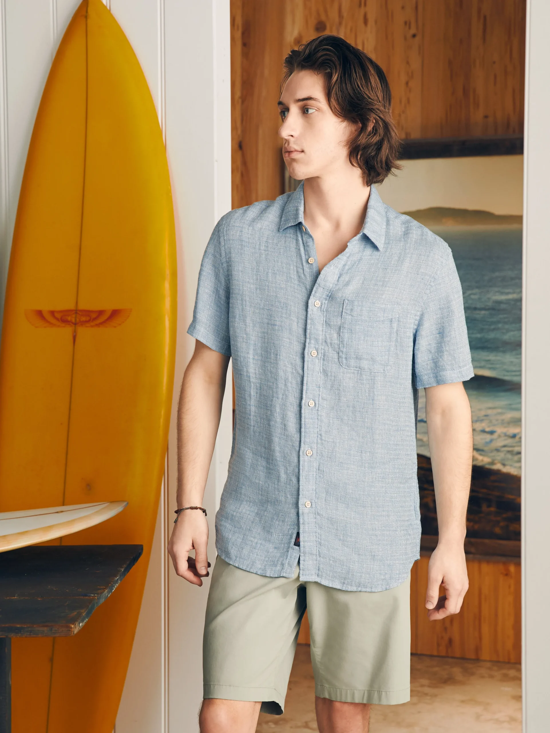 Faherty Brand Shirts*Short-Sleeve Palma Linen Shirt (Tall) -