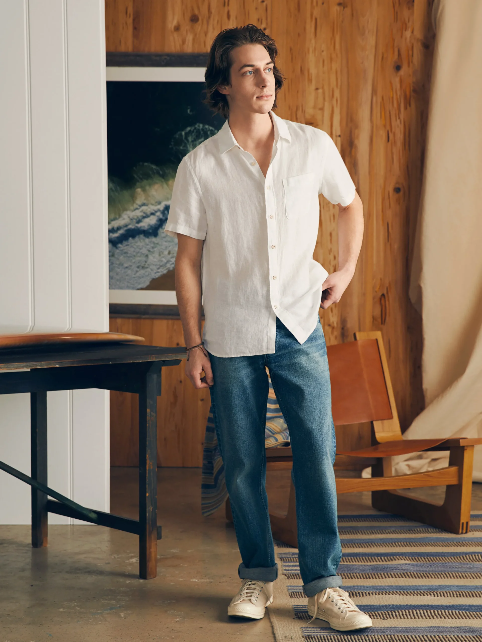 Faherty Brand Shirts*Short-Sleeve Palma Linen Shirt -