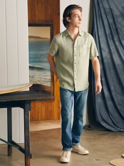 Faherty Brand Shirts*Short-Sleeve Palma Linen Shirt -