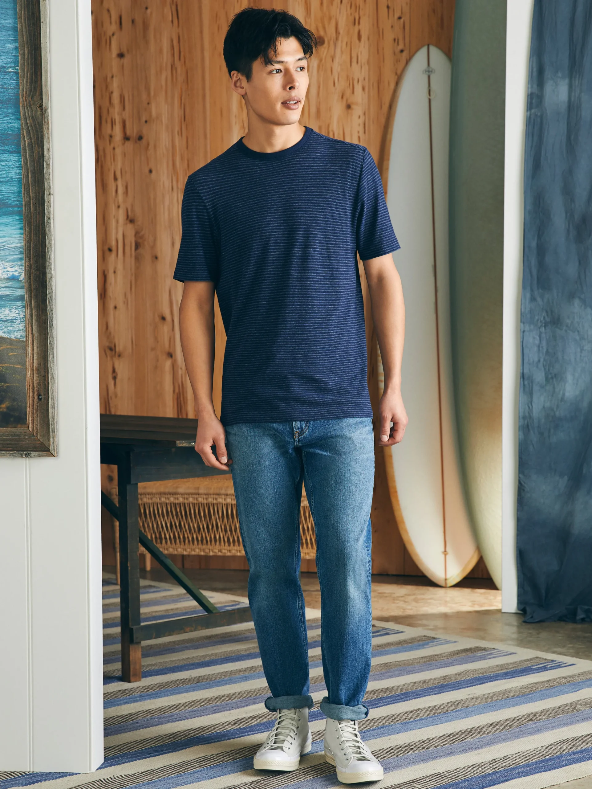 Faherty Brand T-Shirts & Henleys*Short-Sleeve Vintage Chambray Tee -