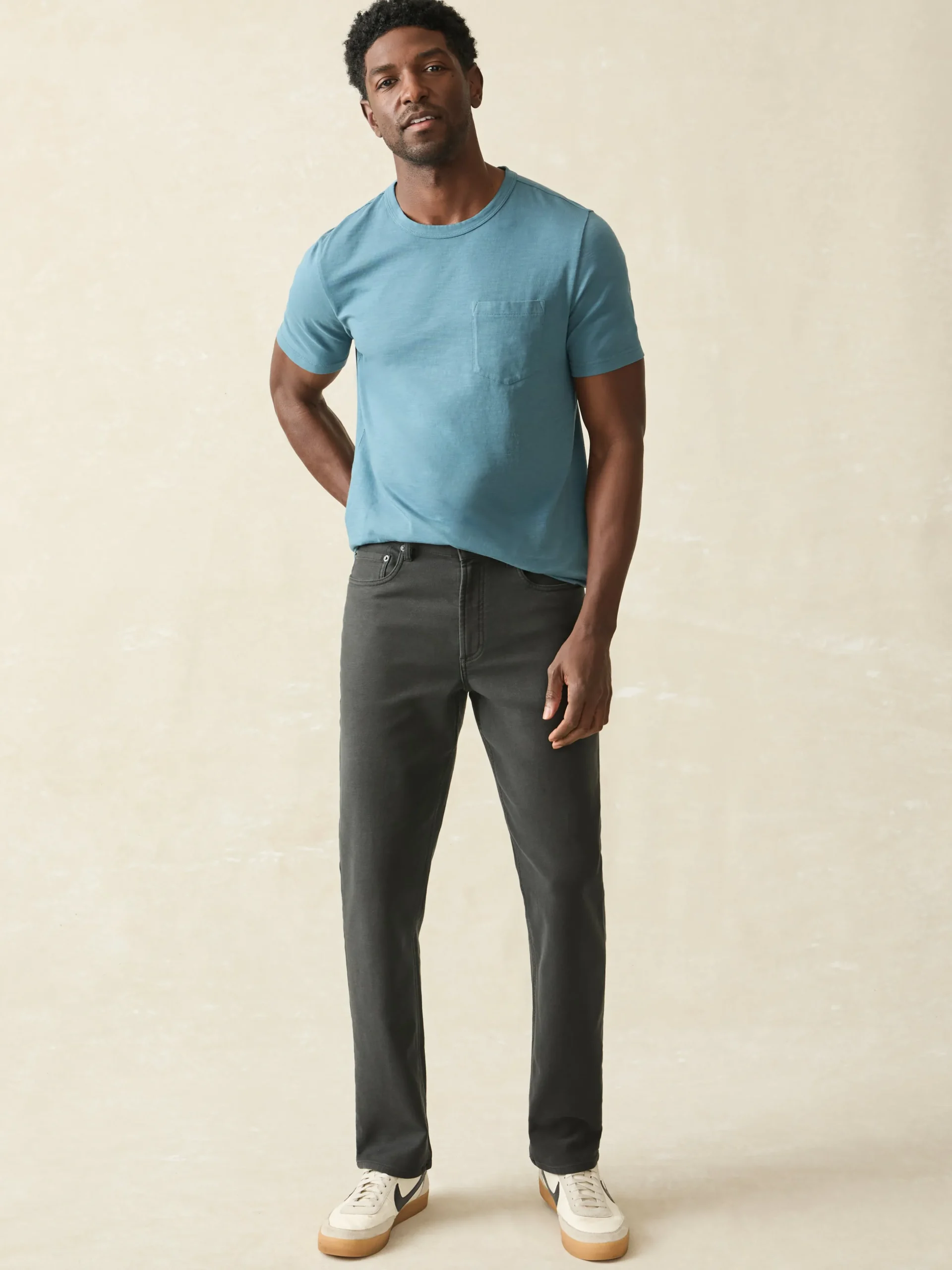 Faherty Brand Pants*Stretch Terry 5-Pocket Athletic Fit Pant -