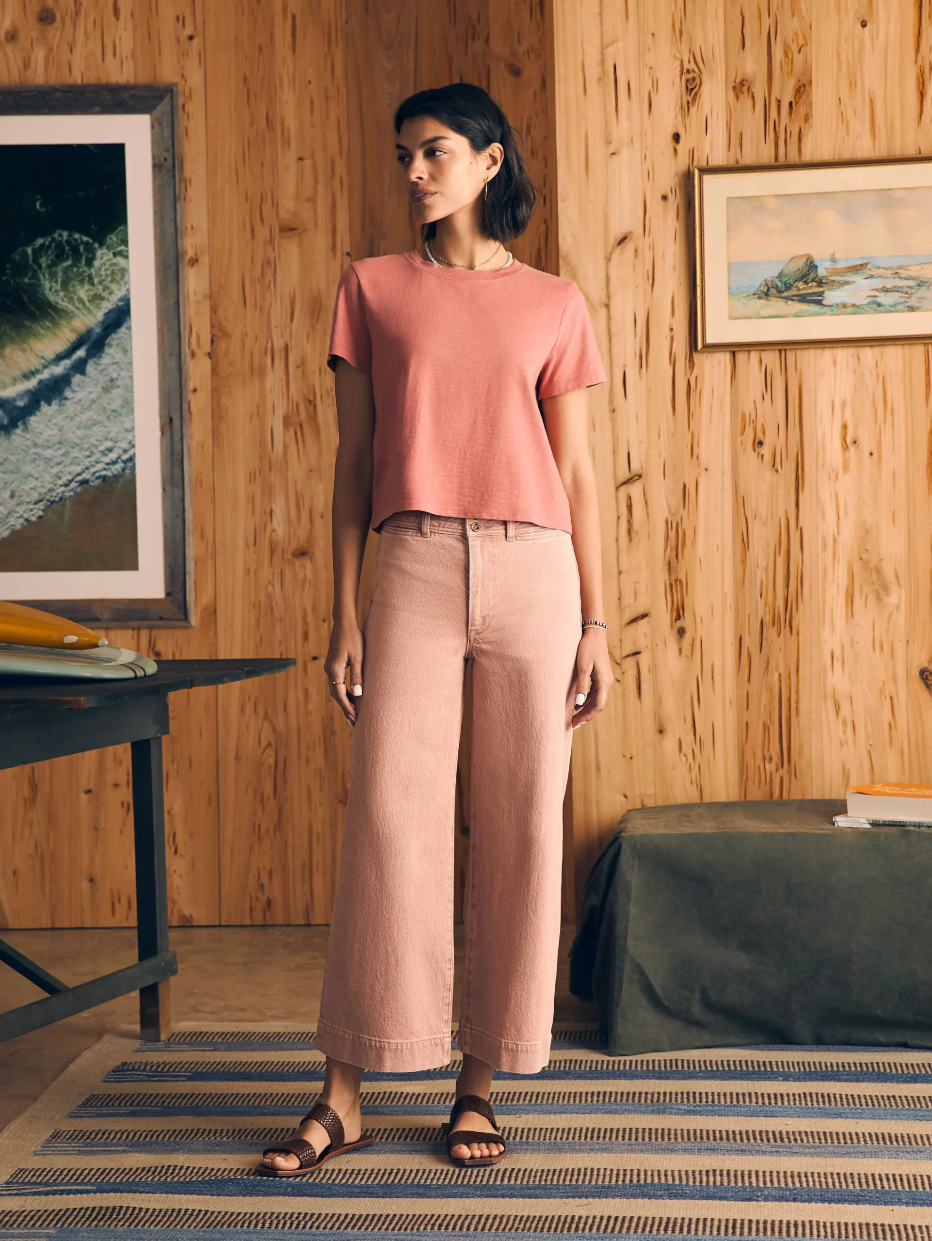 Women Faherty Brand T-Shirts*Sunwashed Cropped Crew Tee -