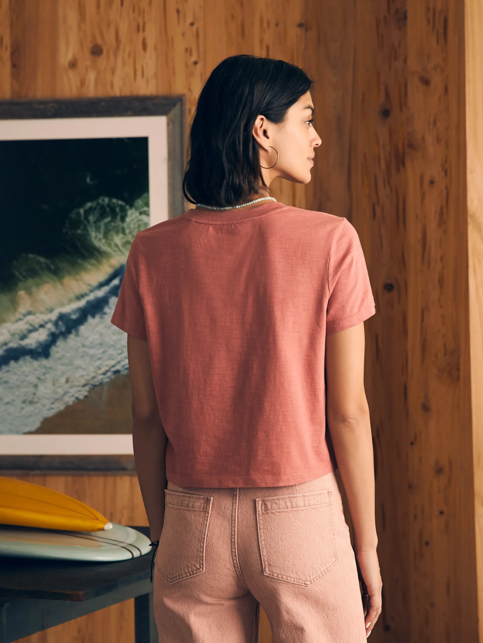 Women Faherty Brand T-Shirts*Sunwashed Cropped Crew Tee -