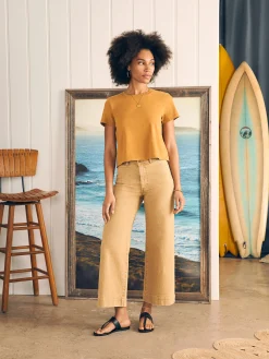 Women Faherty Brand T-Shirts*Sunwashed Cropped Crew Tee -