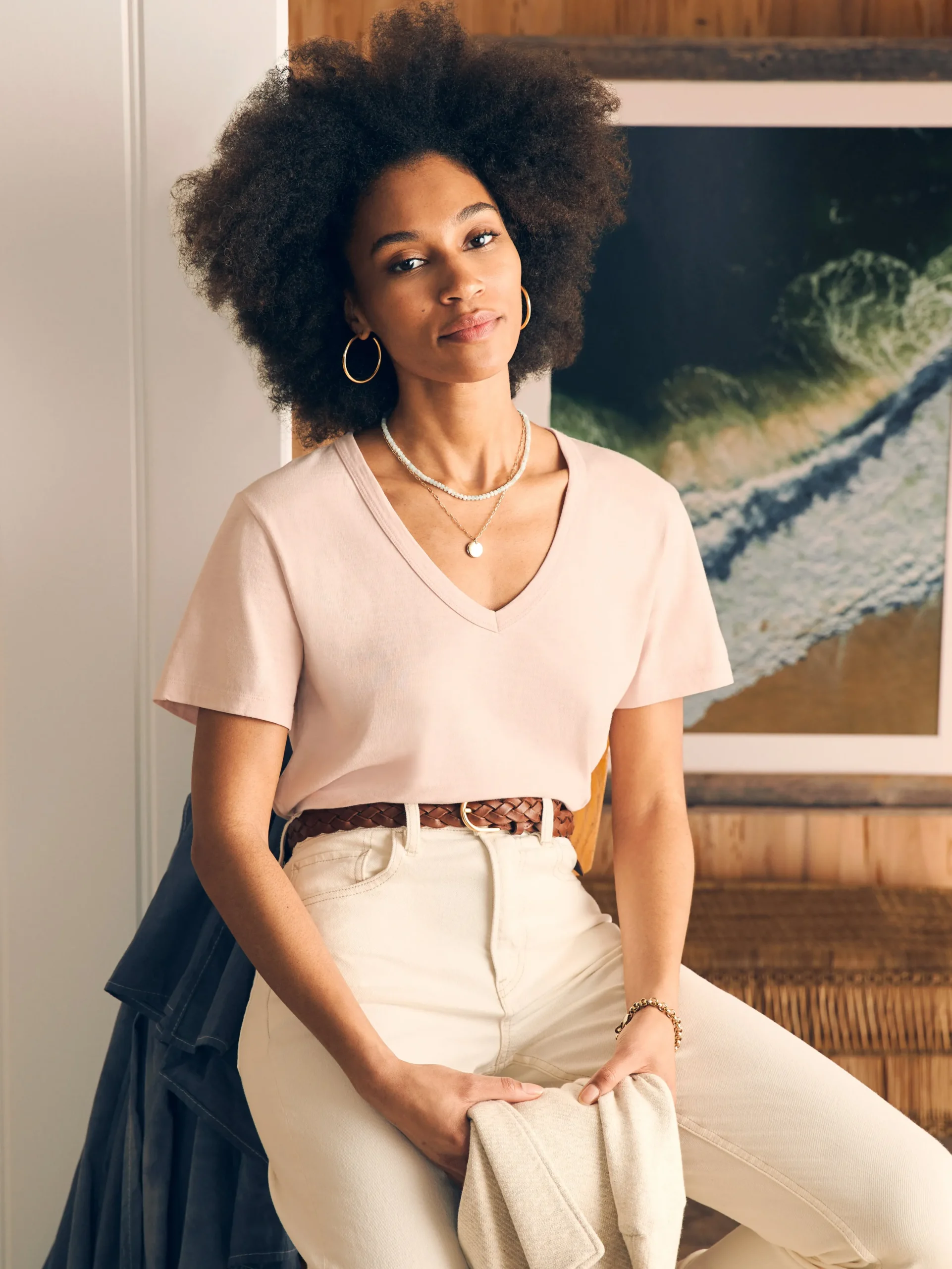 Women Faherty Brand T-Shirts*Sunwashed V-Neck Tee -