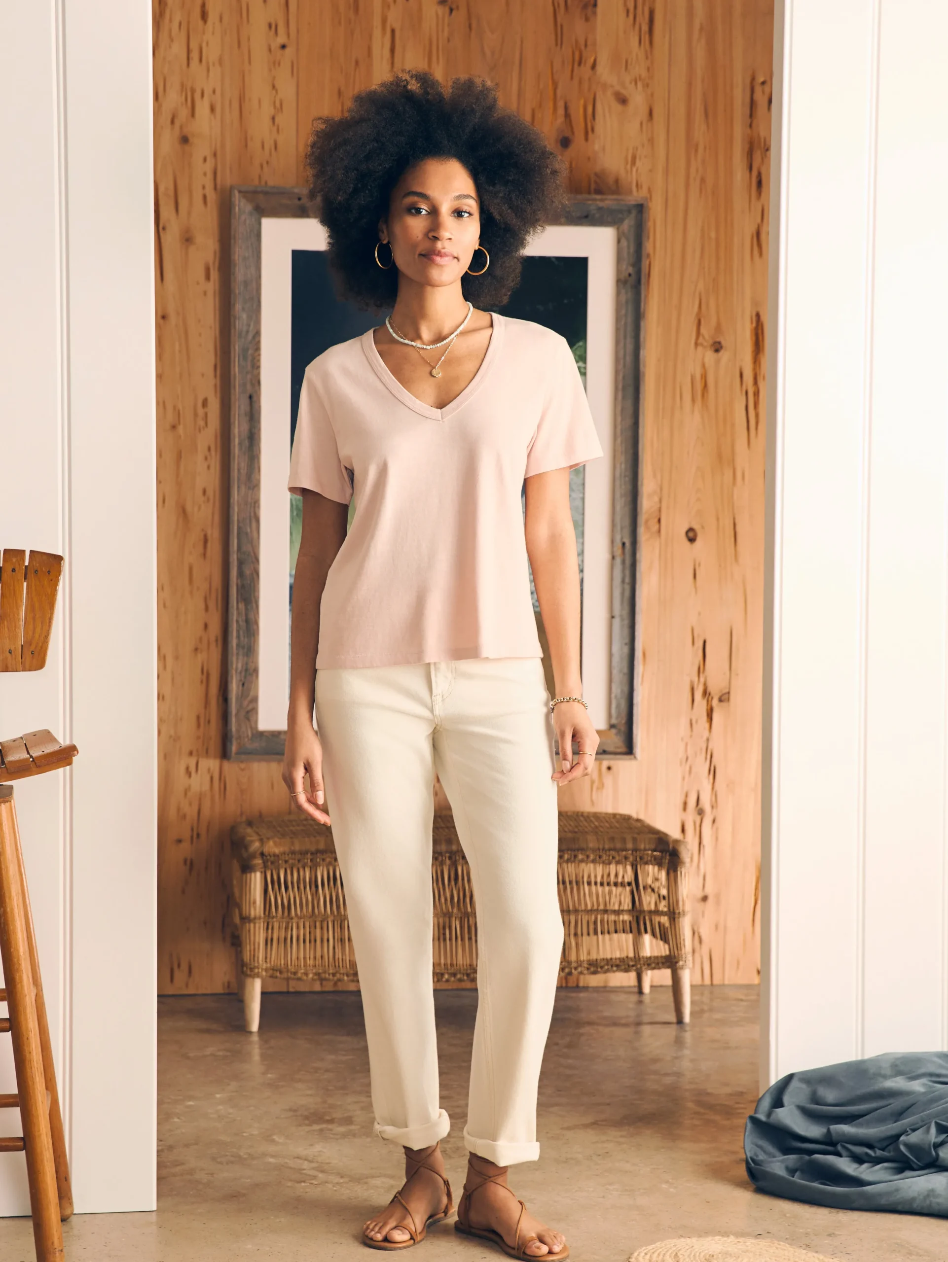 Women Faherty Brand T-Shirts*Sunwashed V-Neck Tee -