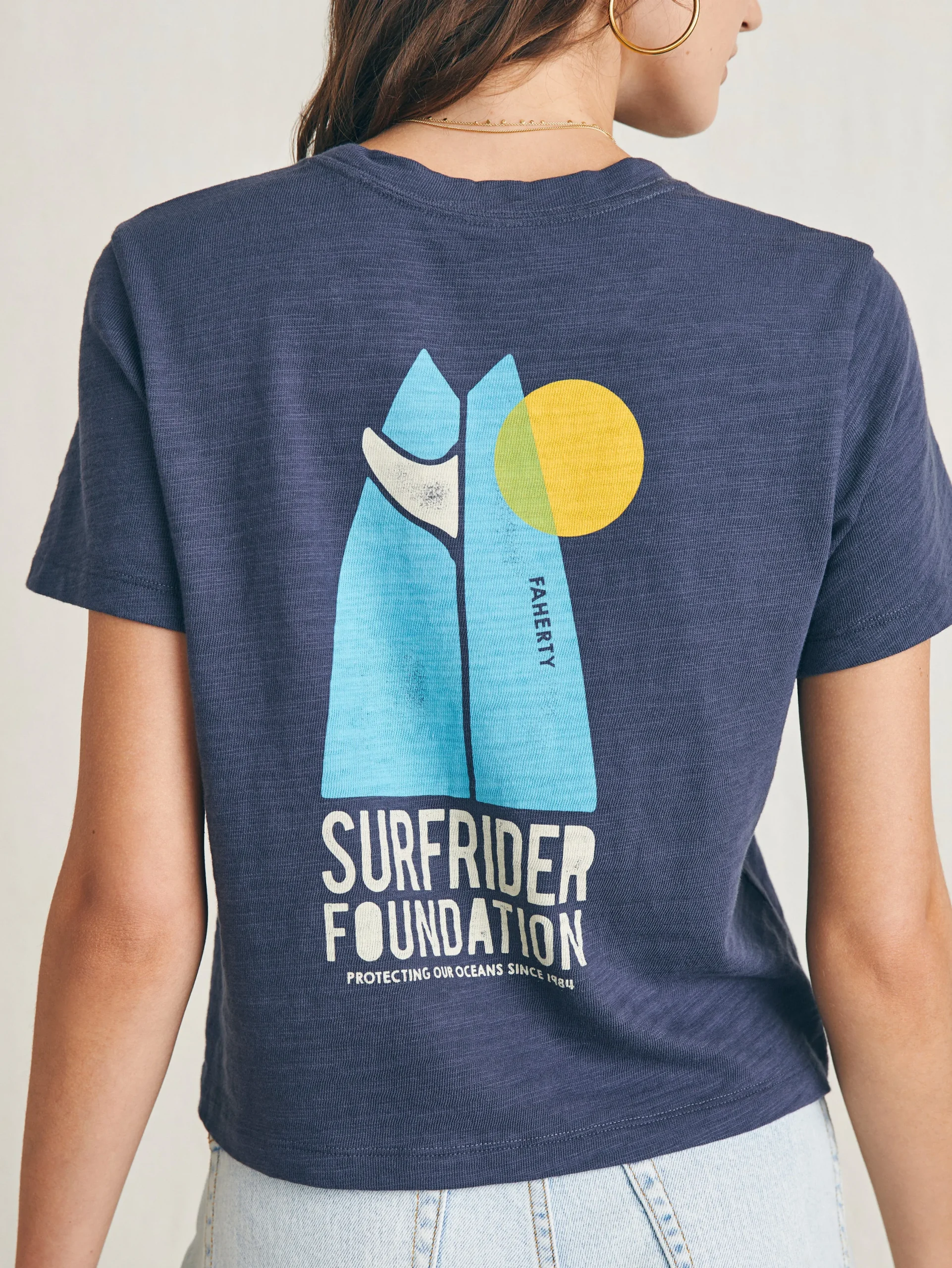 Women Faherty Brand T-Shirts*Surfrider Sunwashed Cropped Tee -