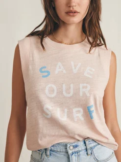 Women Faherty Brand T-Shirts*Surfrider Sunwashed Slub Muscle Tank -